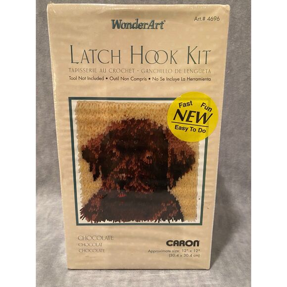Latch Hook Kit Chocolate #4696 Dog Lab New 12" x 12" CARON WonderArt - Picture 9 of 9